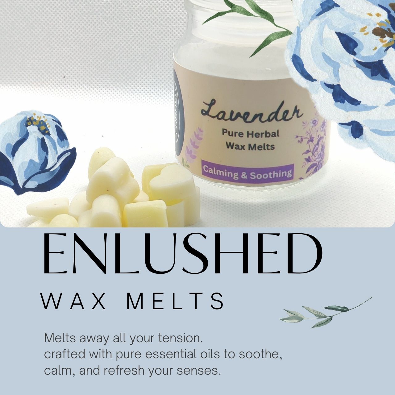 Herbal Wax Melts with Electric Diffuser Infused with Pure Essential Oils | No Synthetic Fragrance | Calming & Relaxing | Improve Sleep | Uplifts Mood
