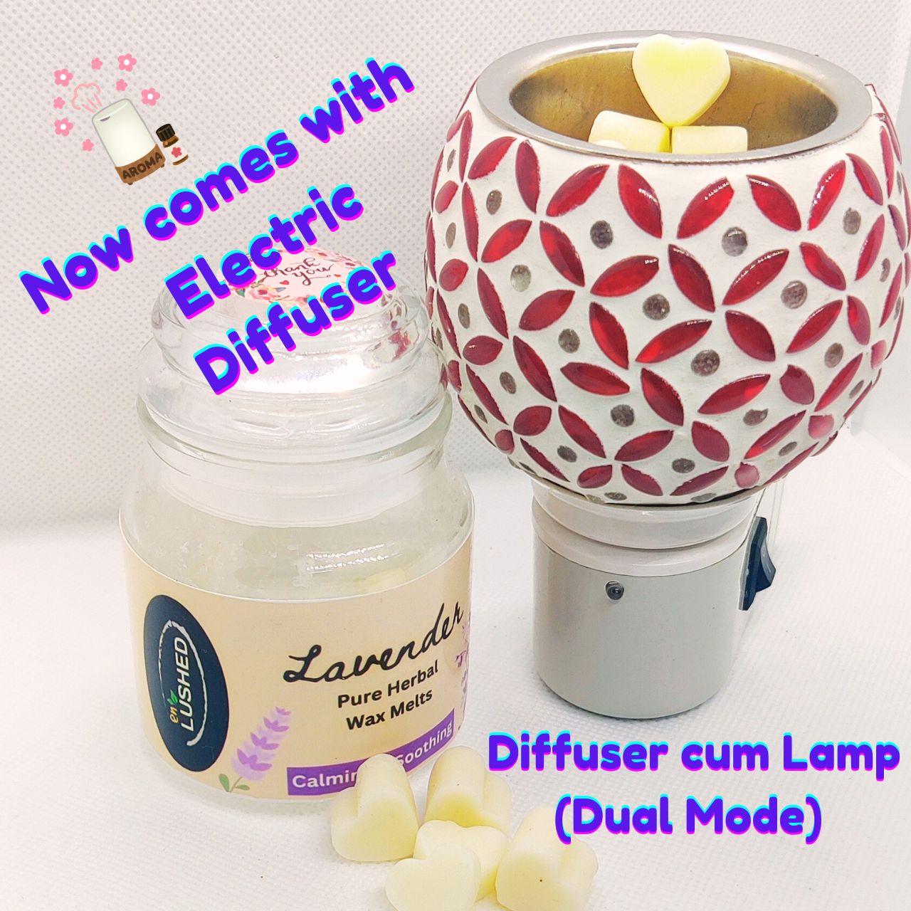 Herbal Wax Melts with Electric Diffuser Infused with Pure Essential Oils | No Synthetic Fragrance | Calming & Relaxing | Improve Sleep | Uplifts Mood