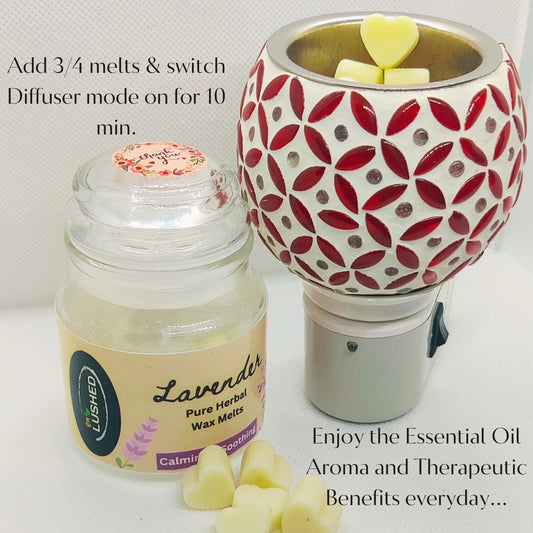 Herbal Wax Melts with Electric Diffuser Infused with Pure Essential Oils | No Synthetic Fragrance | Calming & Relaxing | Improve Sleep | Uplifts Mood