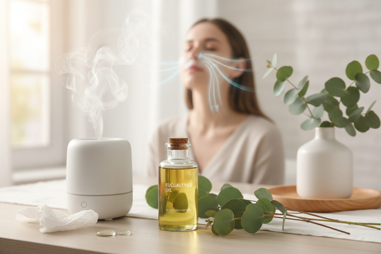 eucalyptus oil used for curing nasal congestion and breathe easy
